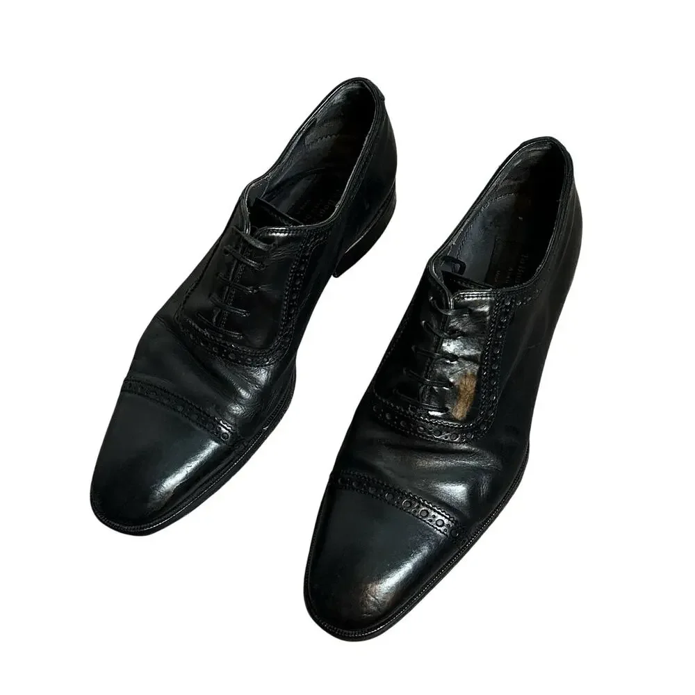 To Boot New York Brogued Cap Toe Oxford Leather Black Shoes Italy Size 8 Mens